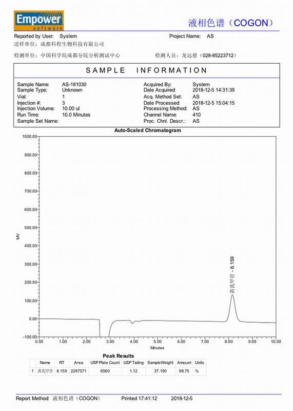 Funzione cuore-polmoni migliorante antinfiammatoria HPLC-ELSD della radice dell'astragalo di 98+% Astragaloside 4